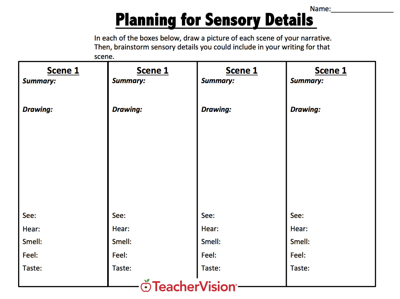 Three graphic organizers to support students with the skills they need to write a narrative 