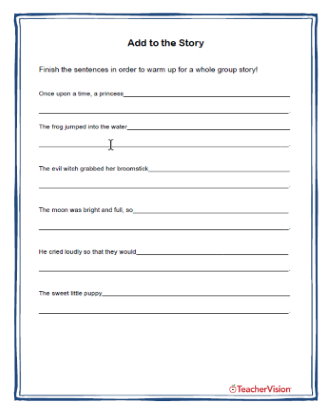 Add To the Story Creative Reading Activity